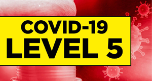 Covid-19 Level 5 text on image