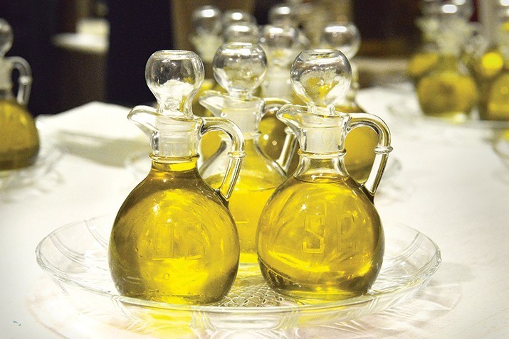 Glass bottles with holy oil
