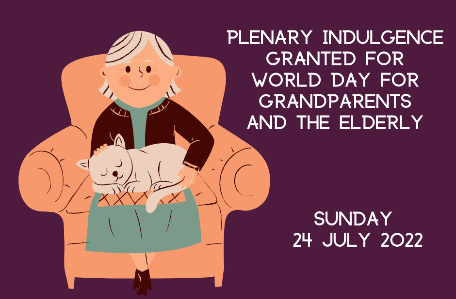 cartoon image of older woman in chair with text overlaid