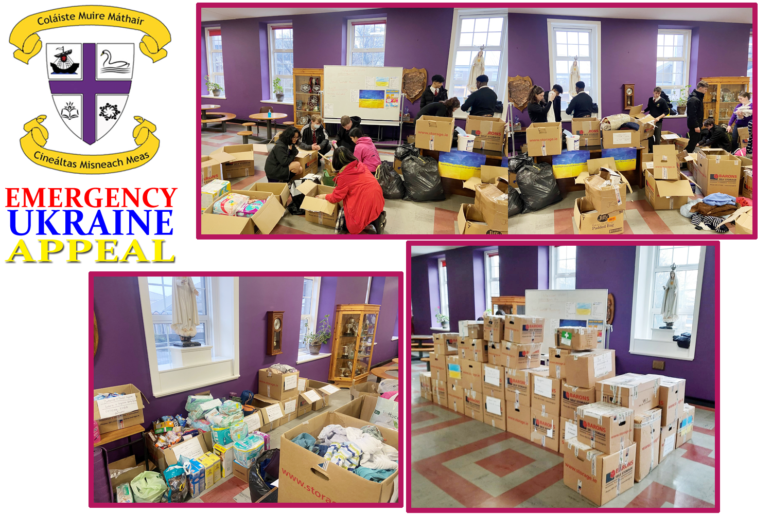 Photo collage of emergency humanitarian aid for Ukraine