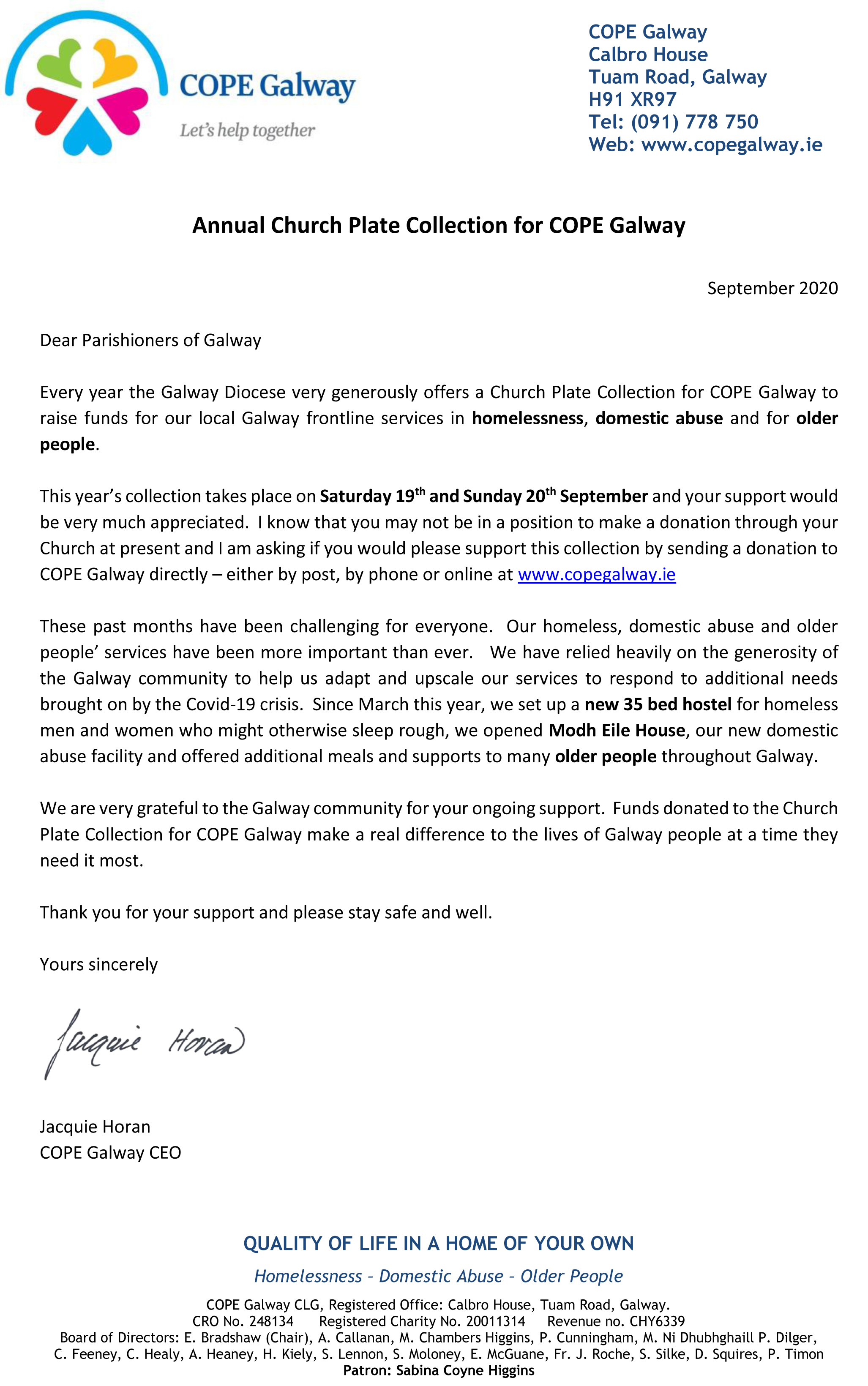COPE Letter to parishes