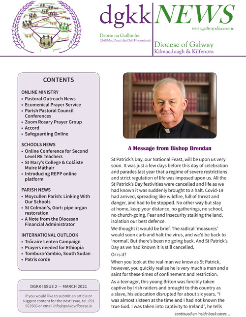 Front page of diocesan newsletter March 2021